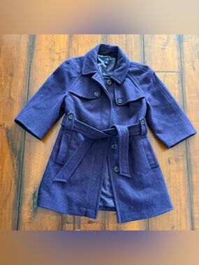 GAP Purple Wool-Blend Belted Pea Coat